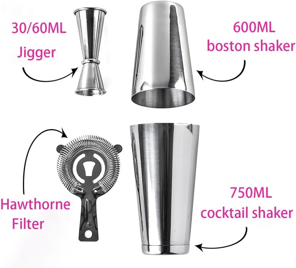 5-piece Set of Boston Cocktail Shaker Cylinder Packaging Box Home-Made Beverage Tools