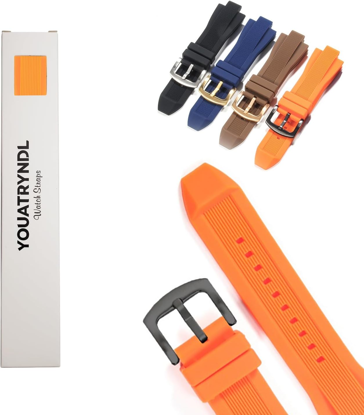 Watch Straps - Compatible with Michael Kors, Soft Silicone Rubber Replacement Wrist Strap for Michael MK8152 MK8356 MK8184 Watch Bands (Orange+Black Buckle)