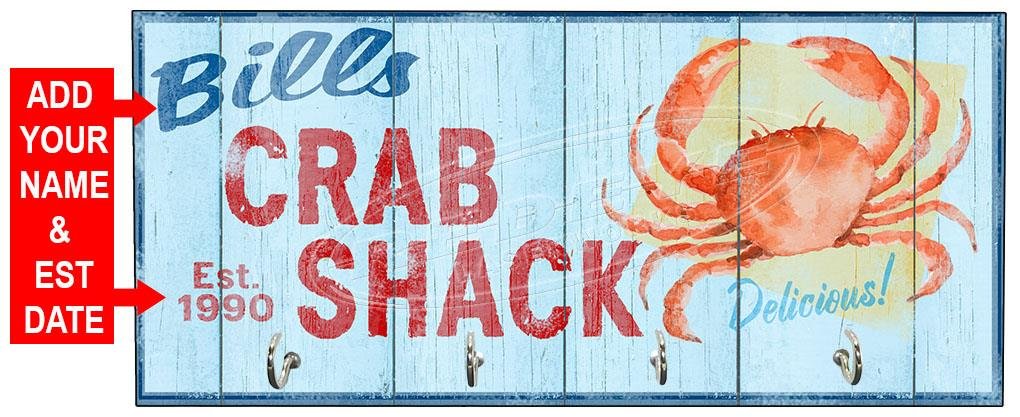 Personalized Crab Shack Key Hanger Rack from