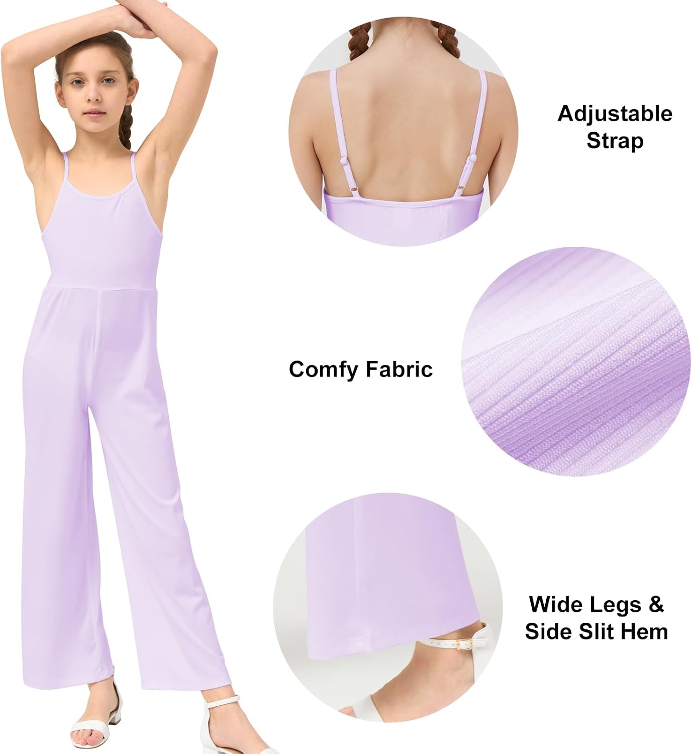 B&GCozy Girls Casual Loose Sleeveless Stretchy Wide Leg Pants, Jumpsuit Rompers for Girls