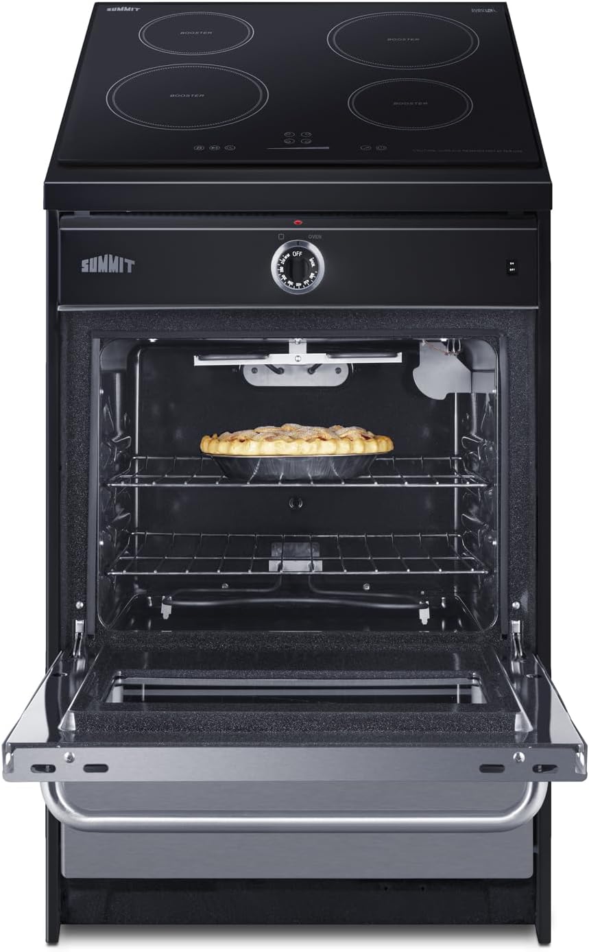 Summit 24" Induction Range, 2.92 cu. ft. Oven, 4 Elements, ADA Compliant Design, Black & Stainless Steel- TEM665BW