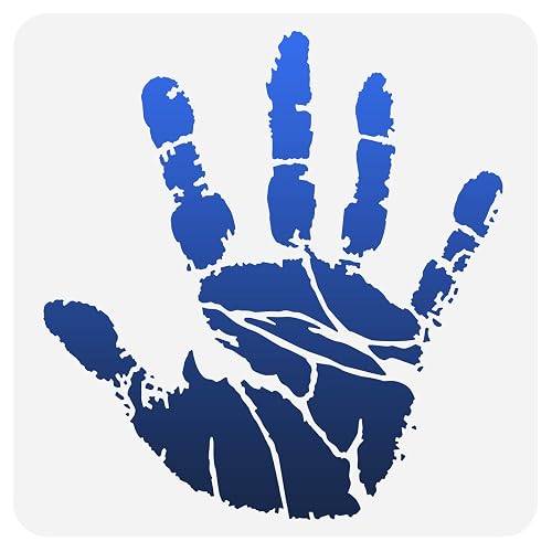 BENECREAT Hand Print Plastic Painting Stencils, 12x12 Human Handprint DIY