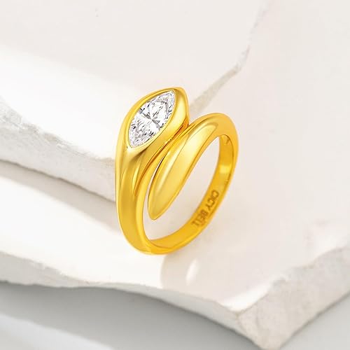 Miniatura 4 de Cicy Bell Anillos chapados en platino con circonita cúbica para mujer, diseño de lágrima de corte eterno, para regalo