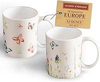 Vista 72 de Maison d' Hermine Taza de café con asas, tazas de porcelana fina de hueso, paquete de una taza de té para bebidas calientes, capuchino latte