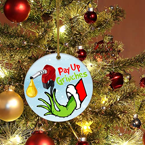 Funny Christmas Ceramic Ornament Pay Up Grinches Gas Price Remembering Fuel Christmas Ornament Ceramic Hanging Ornaments Merry Christmas Decorations Christmas Tree Hanging Ornament #TOP3