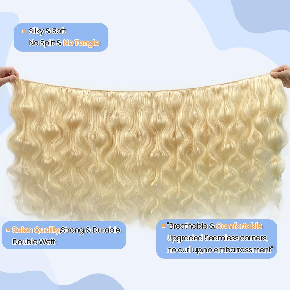 Fenicy Weft Real Human Hair Extensions 60 Platinum Blonde 30