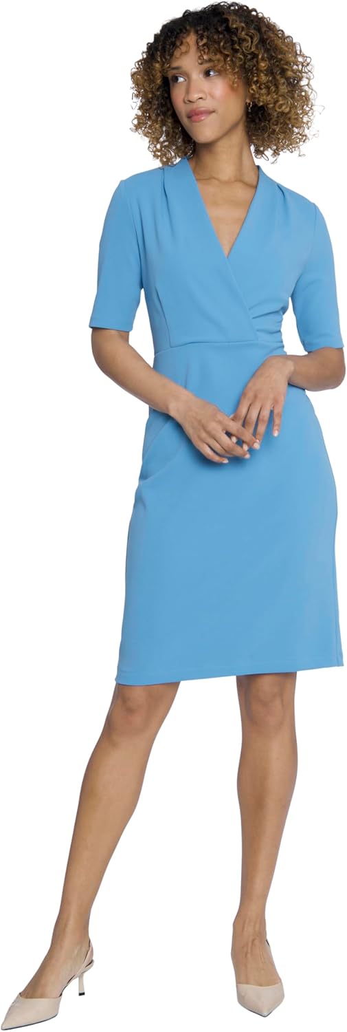 Maggy London Womens Versatile V-Neck Elbow Sleeve Knee-Length Dress | Business Casual Dresses for Women - Image 2