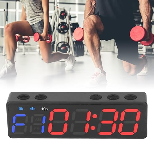 Miniatura 2 de Temporizador de gimnasio, temporizador de intervalo de entrenamiento portátil, LED digital grande con pantalla anti vértigo, potente imán integrado,