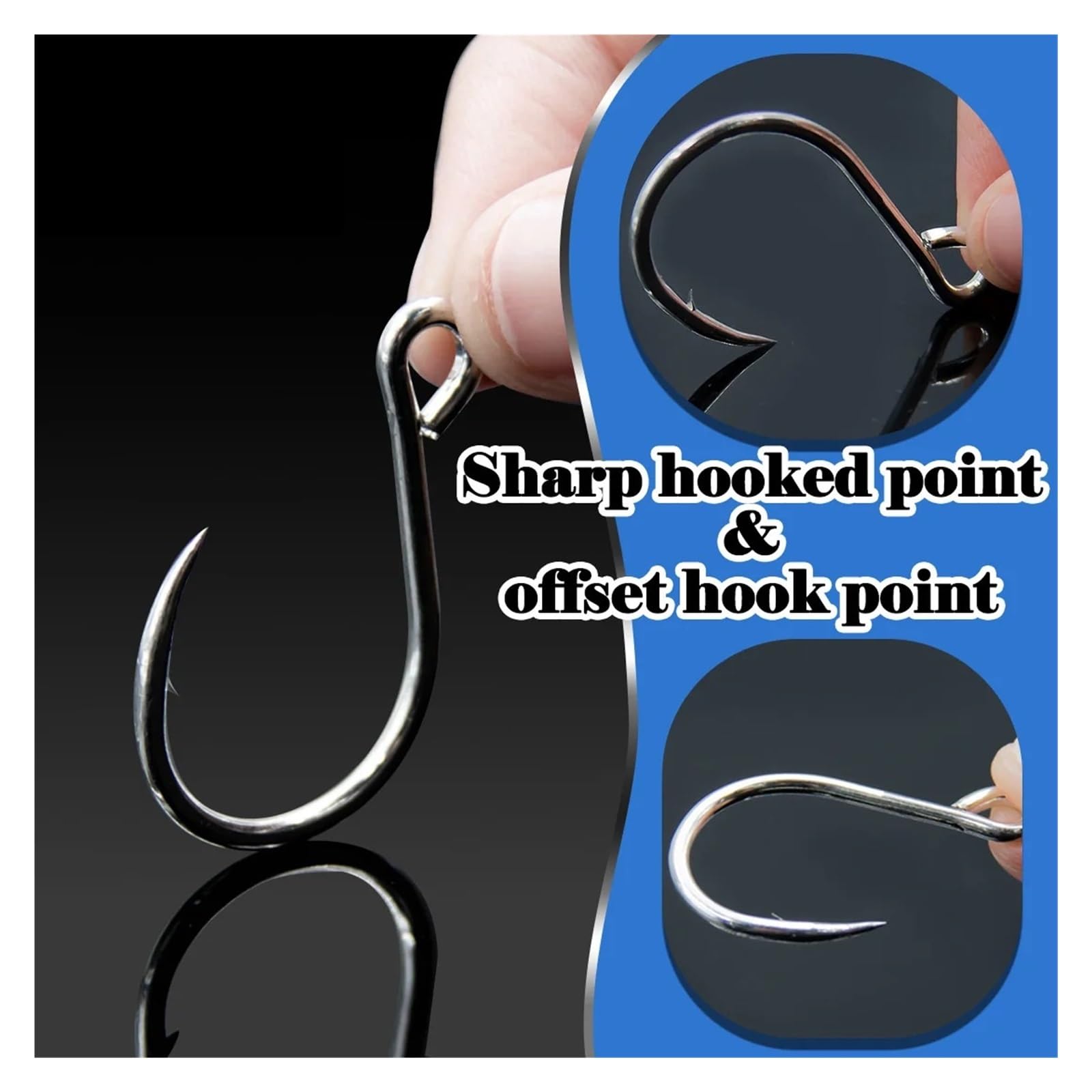 Hameçons de pêche 25 pièces, Crochet de gabarits, Oeil de Carpe, hameçons en Ligne barbelés, Accessoires de pêche en Acier à Haute teneur en Carbone en Eau salée(Size3 0 Gap 18mm,50 Pcs)