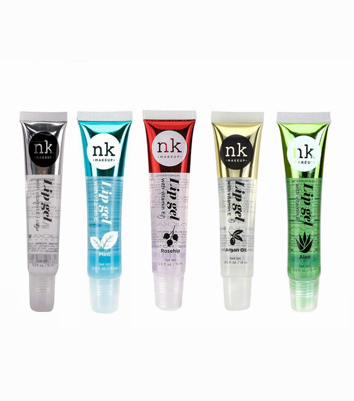 NICKA K NEW YORK 5 Flavors NK Hydrating Lip Gel Rosehip Argan Oil Mint Aloe Clear Moisturizing Clear