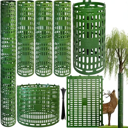 16PCS Plant and Tree Trunk Protector Guard Garden Protection Tree Wraps Cages with Zip Ties Expandable Protectors Tube from Trimmers Mowers Plastic Nursery Mesh Tree Bark Protector for Shrubs Saplings