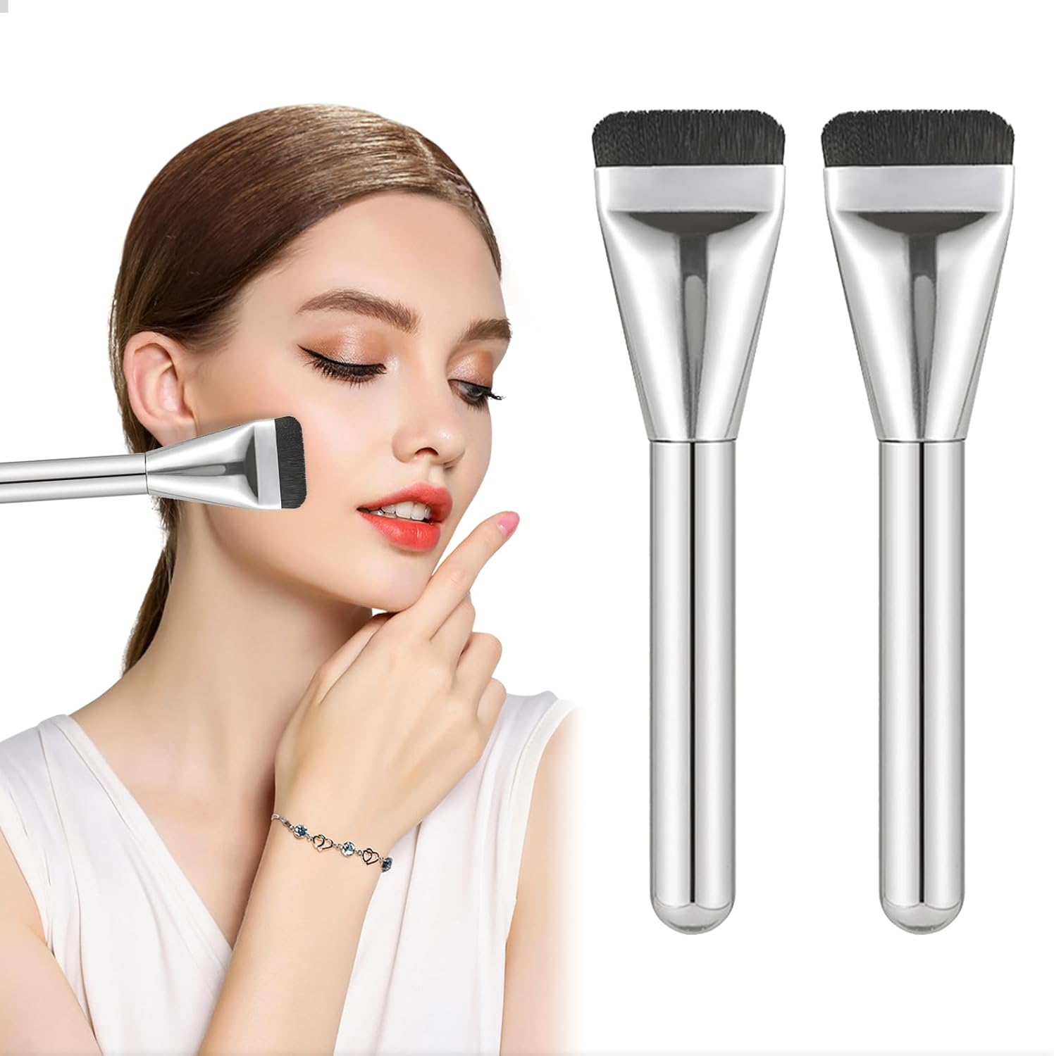 Goiern Basis Brush Make-up Concealer Brush Extremely Skinny Basis Brush Powder Brush for Liquid Fondation Girls Flat Blush Concealer Brush