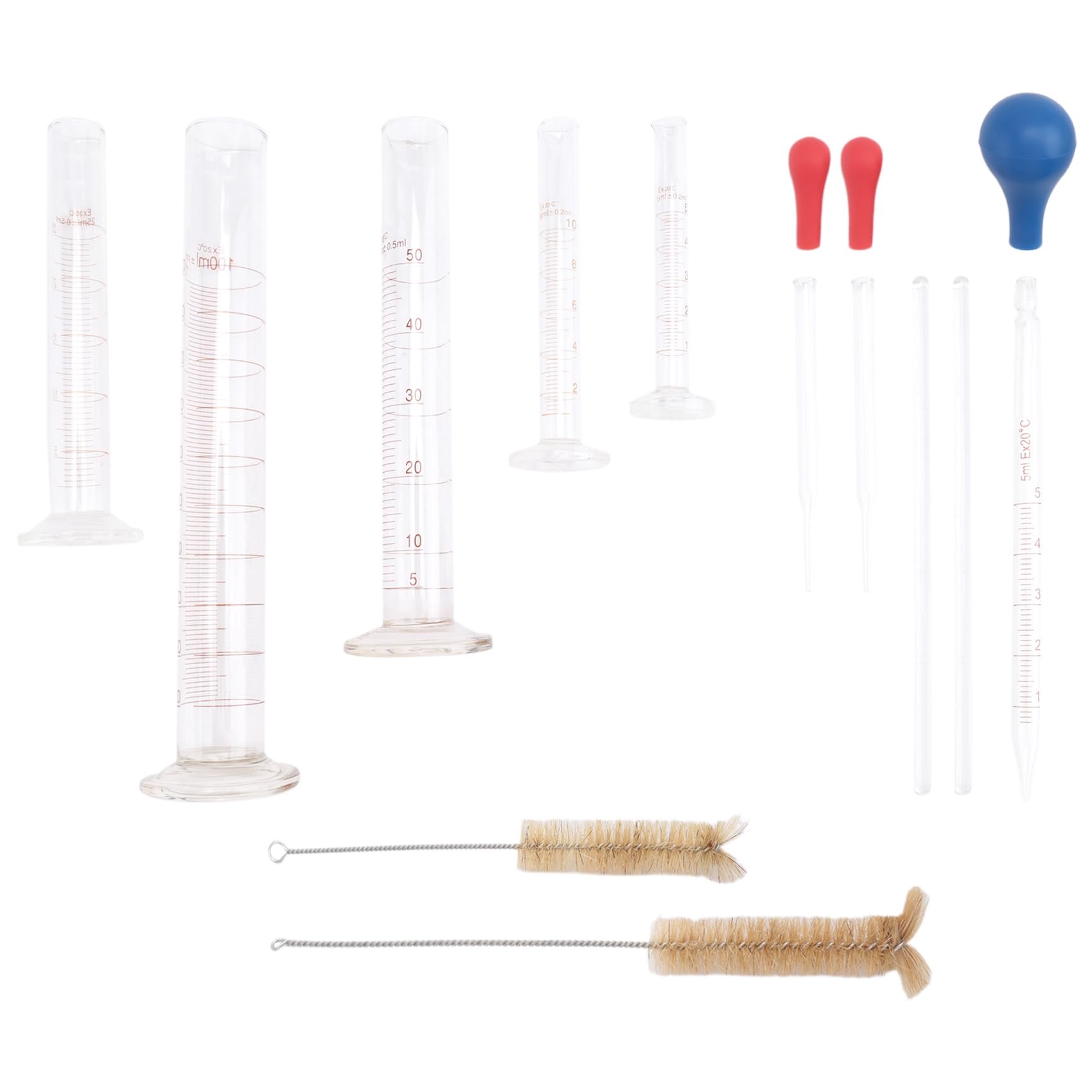Littimoon Graduated Cylinder Set,Borosilicate Glass Measuring Cylinders in with Pipettes/Stirring Rods/Clean Brush