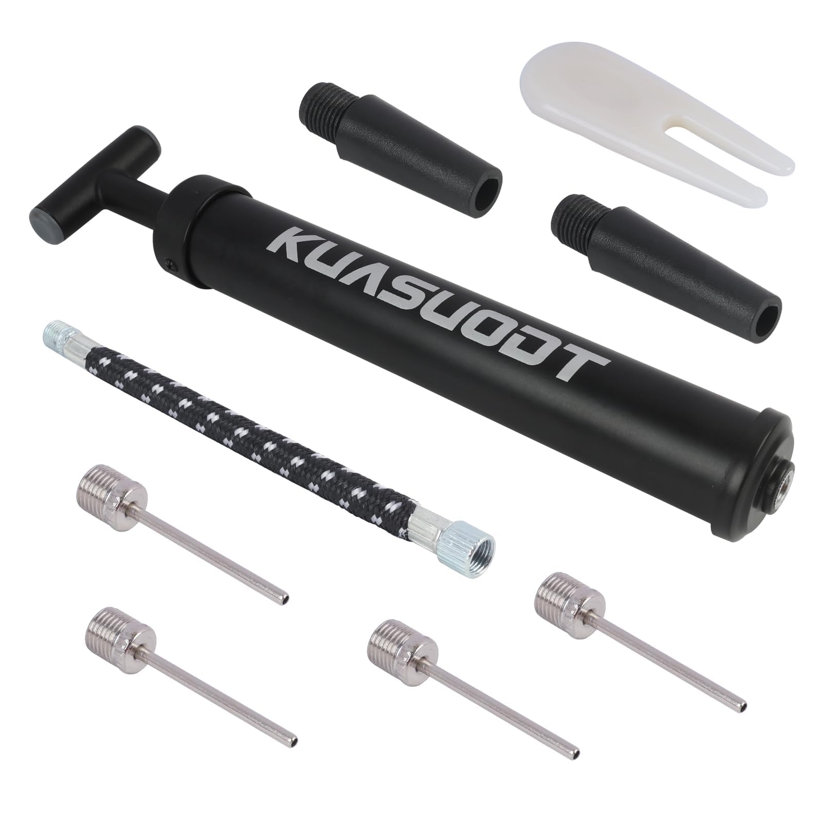 Bomba infladora de Bolas,Agujas para Bomba de Fútbol, Bomba de Pelota Portátil con 4 Agujas, Boquilla, Manguera de Extensión y Bolsa,para fútbol, Rugby, Voleibol, Baloncesto, Balonmano, Globo