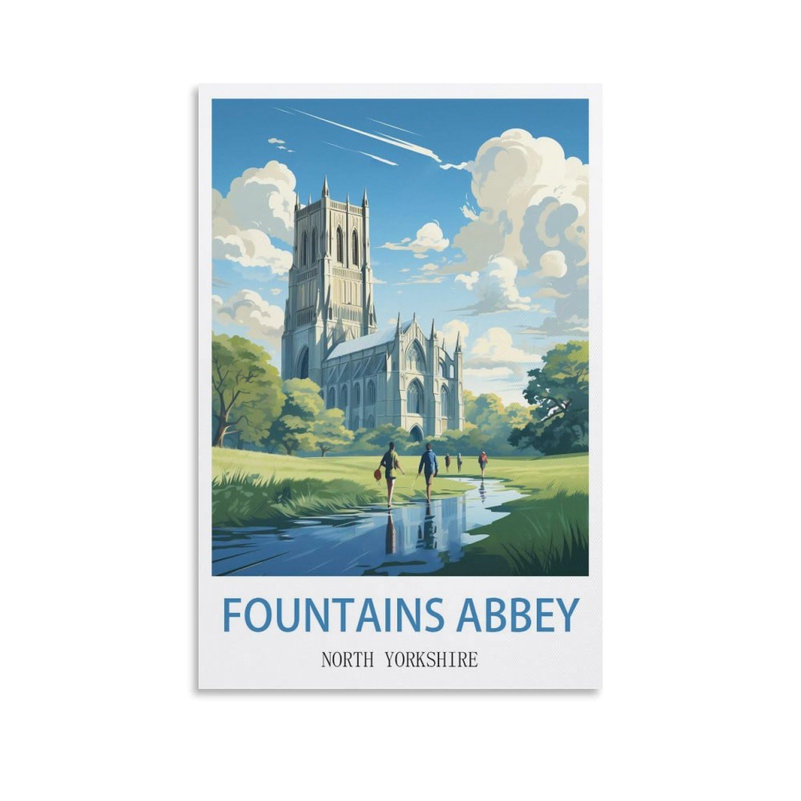 EZMLFA 5D Diamond Art Kits for Beginner,Fountains Abbey North Yorkshire,Beginners,DIY Full Round Drill Diamond Dot Gem Art Kits for Adults,Crafts for Decor 30x40cm