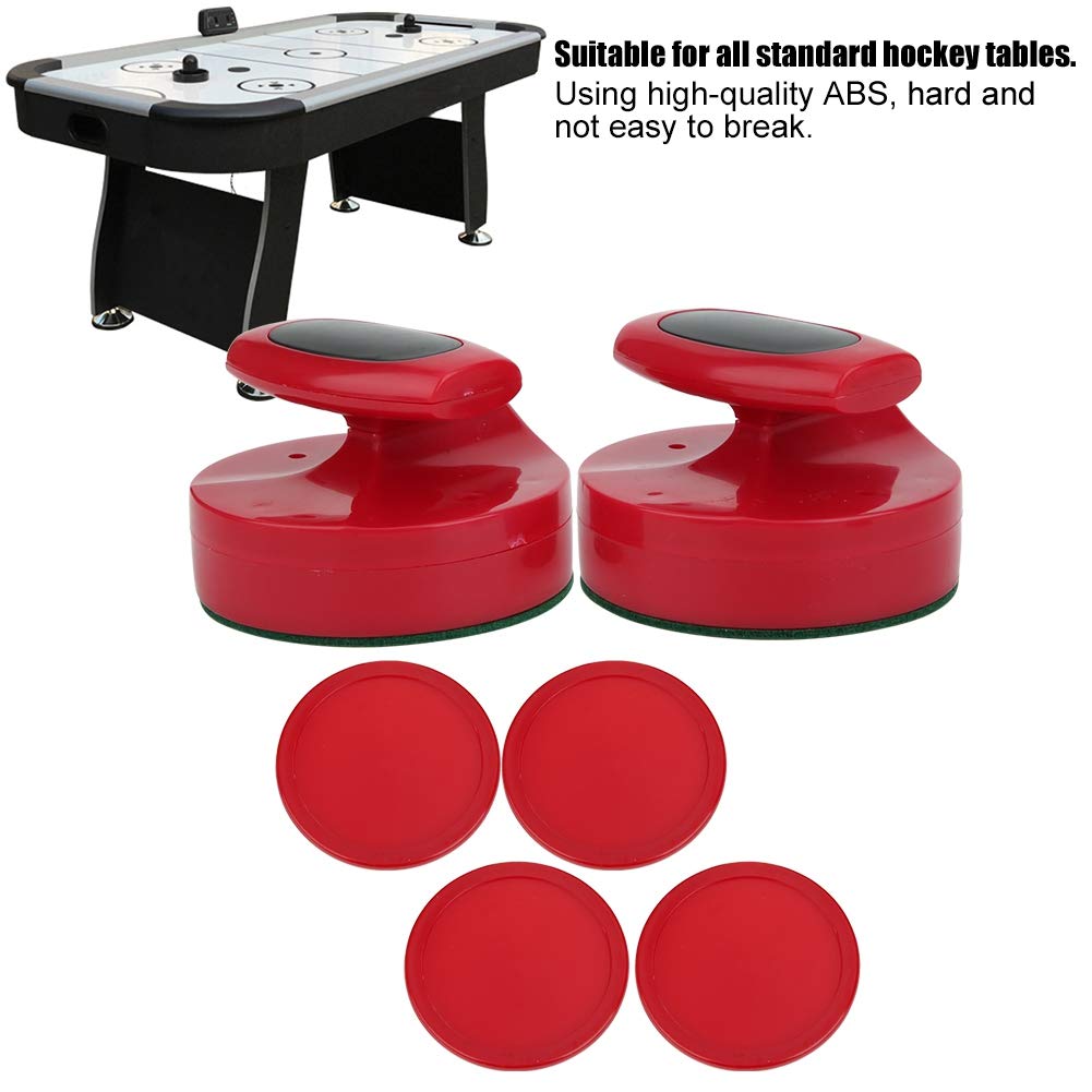 VGEBY Game Tables Equipment, Red 94MM Air Hockey Slider Pusher Set Large Size Air Hockey Table Game Replacement Camping Stoves ith 4 Hockey Pucks Grills Air Hockey Pushers and Pucks