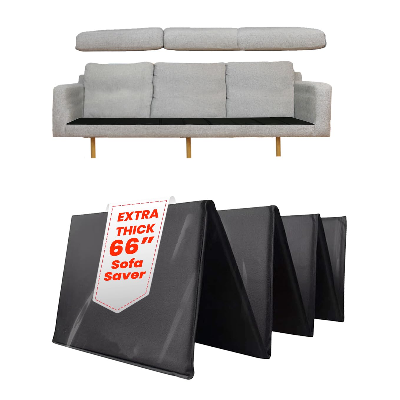 LAMINET Deluxe Extra Thick Sagging Furniture Cushion Support Insert| Seat Saver| New and Improved| Extend The Life of Your Sofa| 60% Thicker - Sofa - 17" L x 66" W