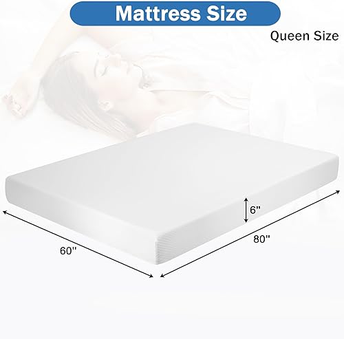 Miniatura 2 de BLKMTY Colchón Queen de 6 pulgadas, colchón de espuma viscoelástica de firmeza media, colchón transpirable para alivio de presión y colchón de gel