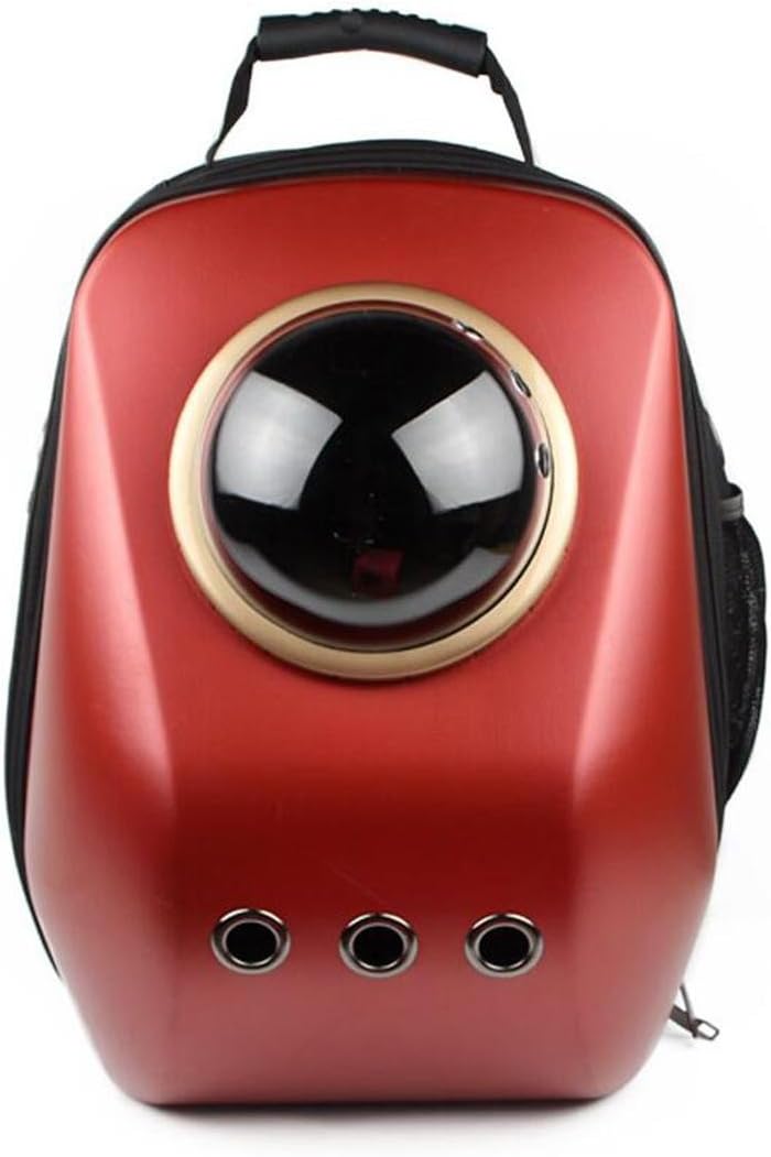 YAXIN Capsule Pet Backpack Airline Approved Transparent Breathable Venthole Dog Cat Carrier Portable Handbag Outdoor Travel Walking Hiking Suitcase , Red , A