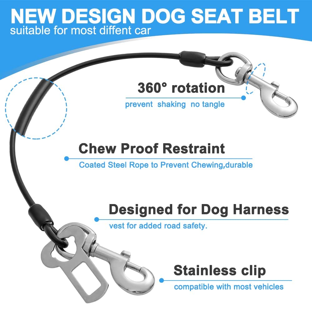 Mi Metty Dog Car Seat Belt, Dog Car Harnesses Chew Proof Steel Rope Cable, Waterproof Dogs Safety Belt - Image 3