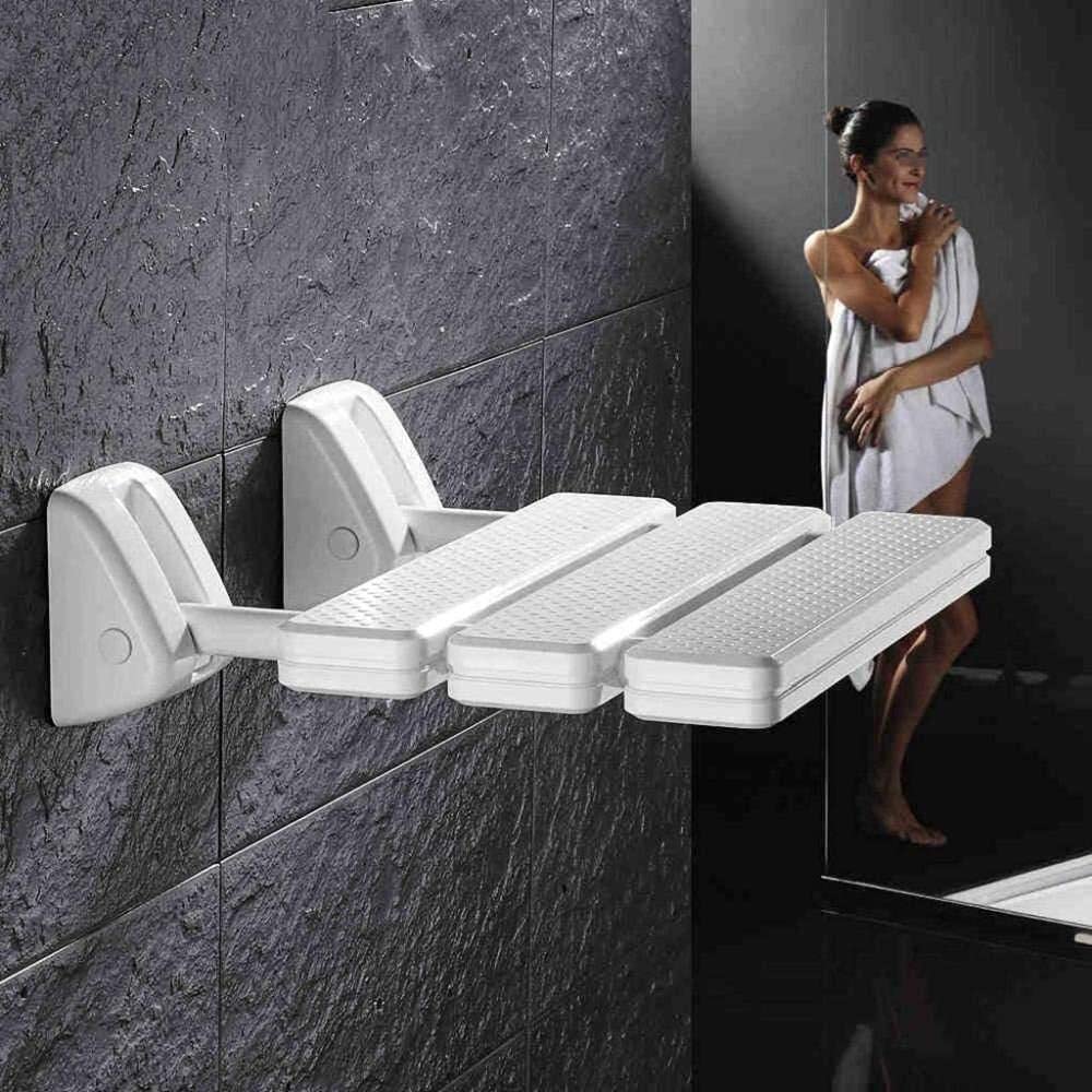 Sgabello da Bagno con Sedile per Doccia Pieghevole, Sedile Antiscivolo Dispositivo di Ausilio per la Doccia per Bagno per Disabili Anziani Capacità di Carico di 130 Kg/Giallo