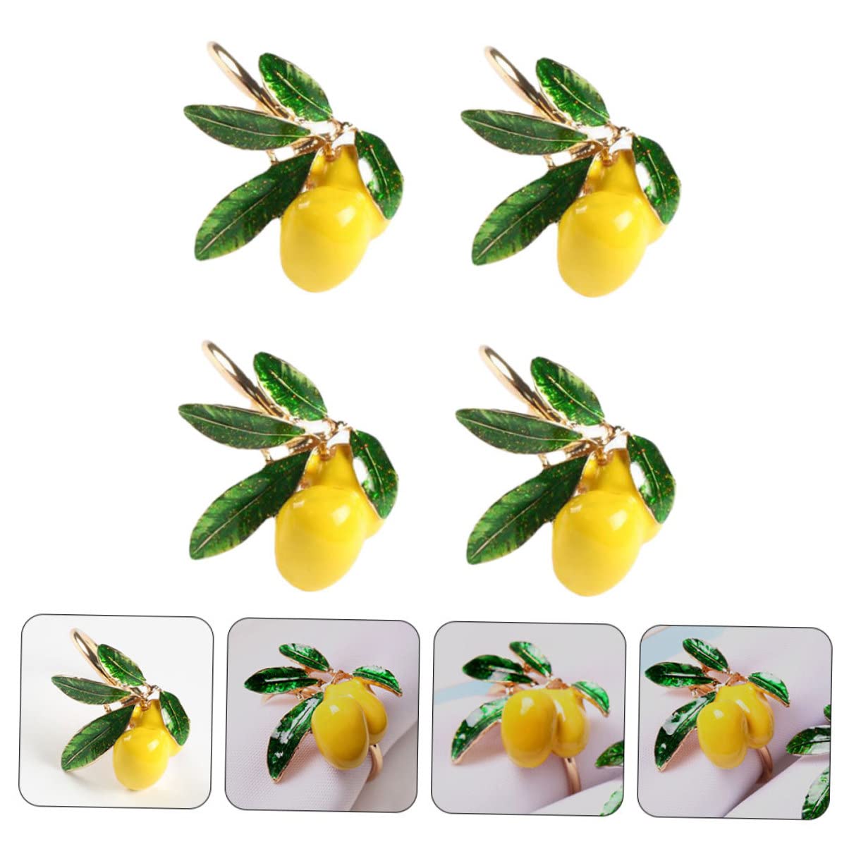 TOPBATHY 2 Sätze Obst-serviettenringe Bescherung Weihnachten Geldgeschenke Weihnachten Weichnachtsgeschke Zierschnalle Zitrone Serviettenring Zu Hause Tischschnalle Legierung 4 Stück * 2