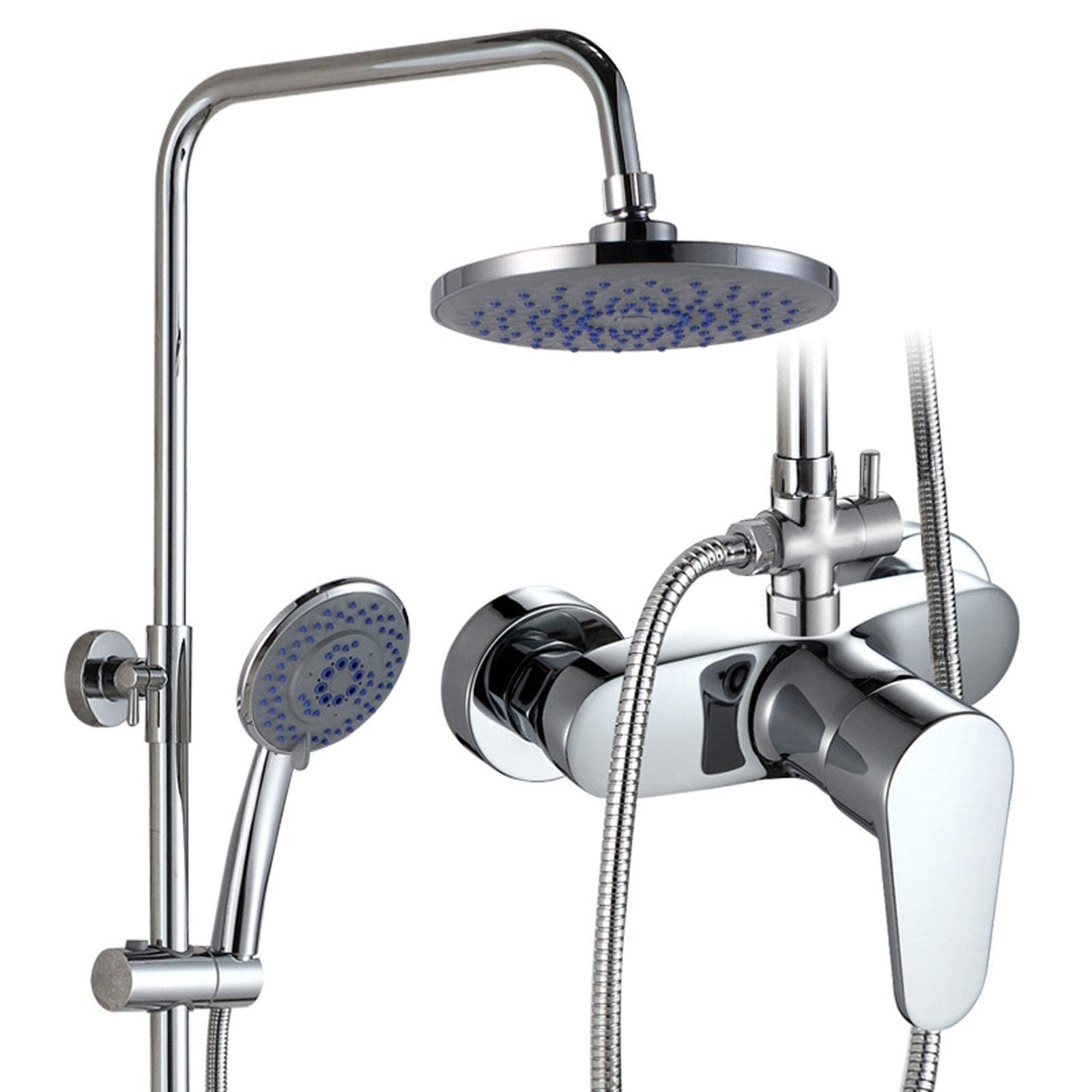 NGDFGR Rome Shower Wall Mounted, Rainfall Shower Set Bathroom With Overhead Round Shower Head, Adjustable Height Shower Mixer Set For Bathroom Hotel