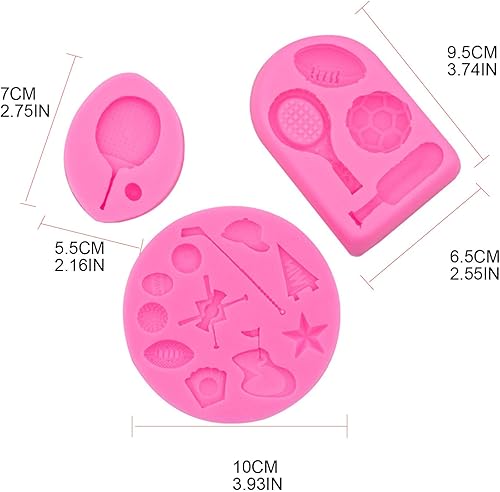 Miniatura 3 de Moldes de silicona para tartas de fútbol de mesa de fútbol de mesa de fondant, molde de caramelo de chocolate francés postre para decoración de