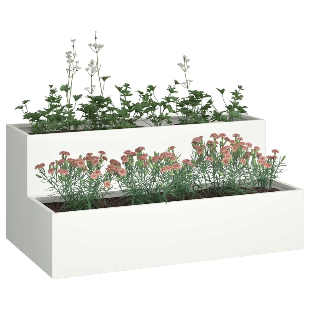 Doniczka ogrodowa Biała 100 x 60 x 45 cm Stal zimnogięta Odporna na warunki atmosferyczne do patio tarasu nowoczesna metalowa donica