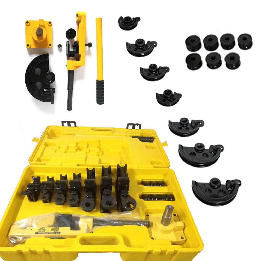 Rohrbieger, Rohrbiegegerät 10/12/14/16/19/22/25mm Handrohrbieger 3/8"-1", Rohr Rohrbieger mit 7 Matrizen, Zum Biegen Mechanische Biegeapparat Rohrbiegewerkzeug