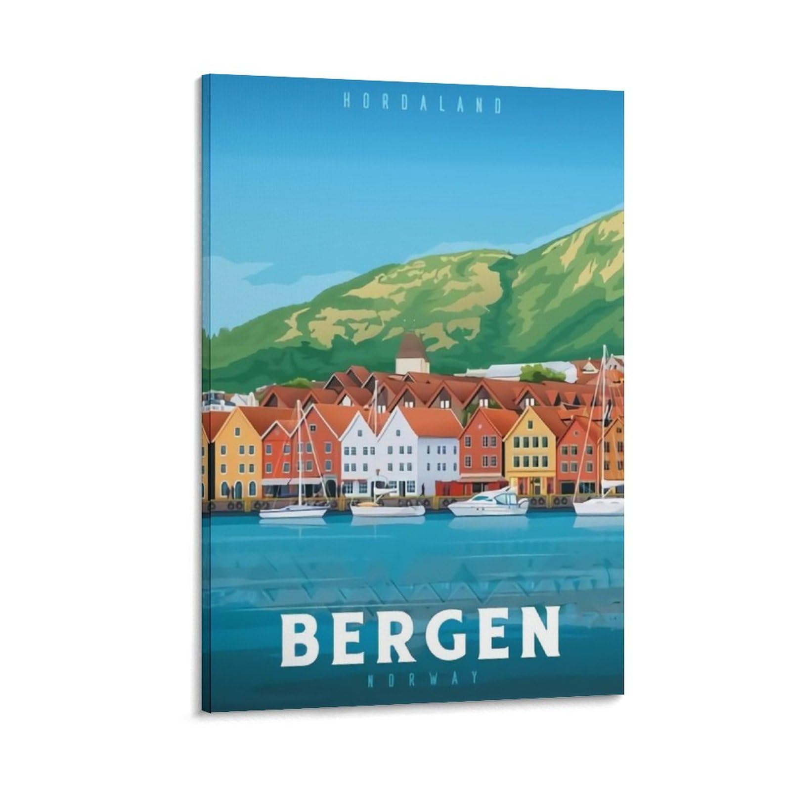 Orbana Frame-Style Bergen Hordaland Norway Vintage Travel Posters 12X18inch(30X45cm) Canvas Print For Living Room, Bedroom, Dorm, Home, Office Wall Decoration
