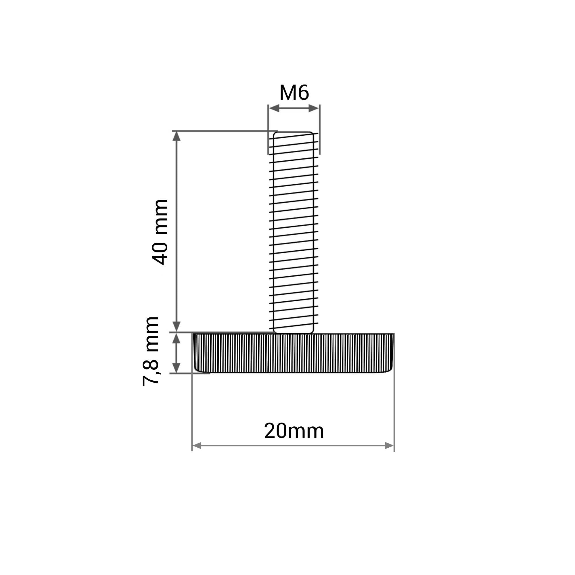 Lot de 20 pieds de nivellement à visser pour meubles 23 mm x M6 x 20 mm Lot de 20 pieds de nivellement à visser pour meubles 23 mm x M6 x 20 mm