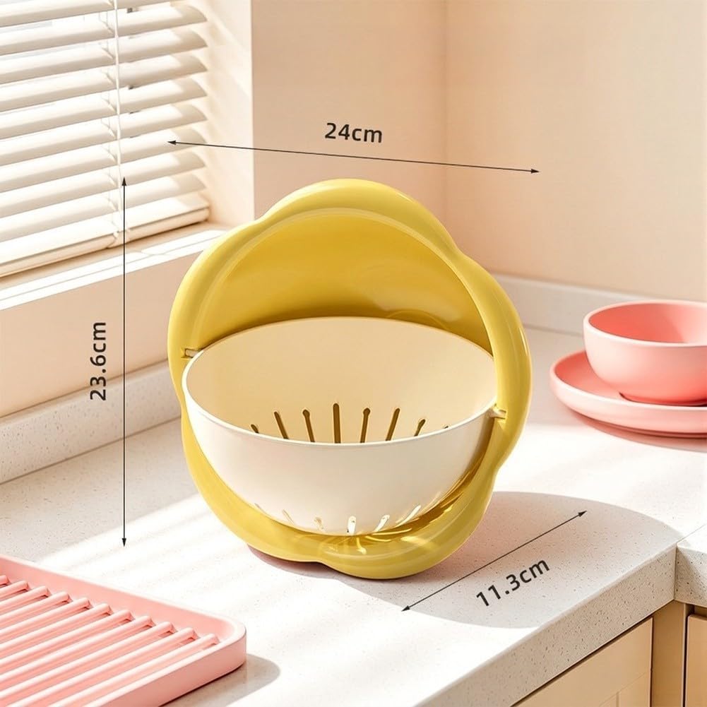 Escurridor Cocina PP Base Estable Asas(White & Yellow)