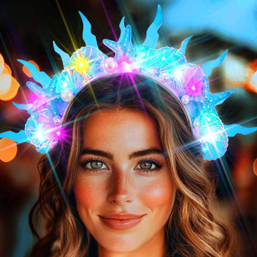 Zoestar Light Up Starfish Halo Headband LED Mermaid Ocean Cosplay Headbands Sea Glow Party Hair Accessories for Women - Image 5