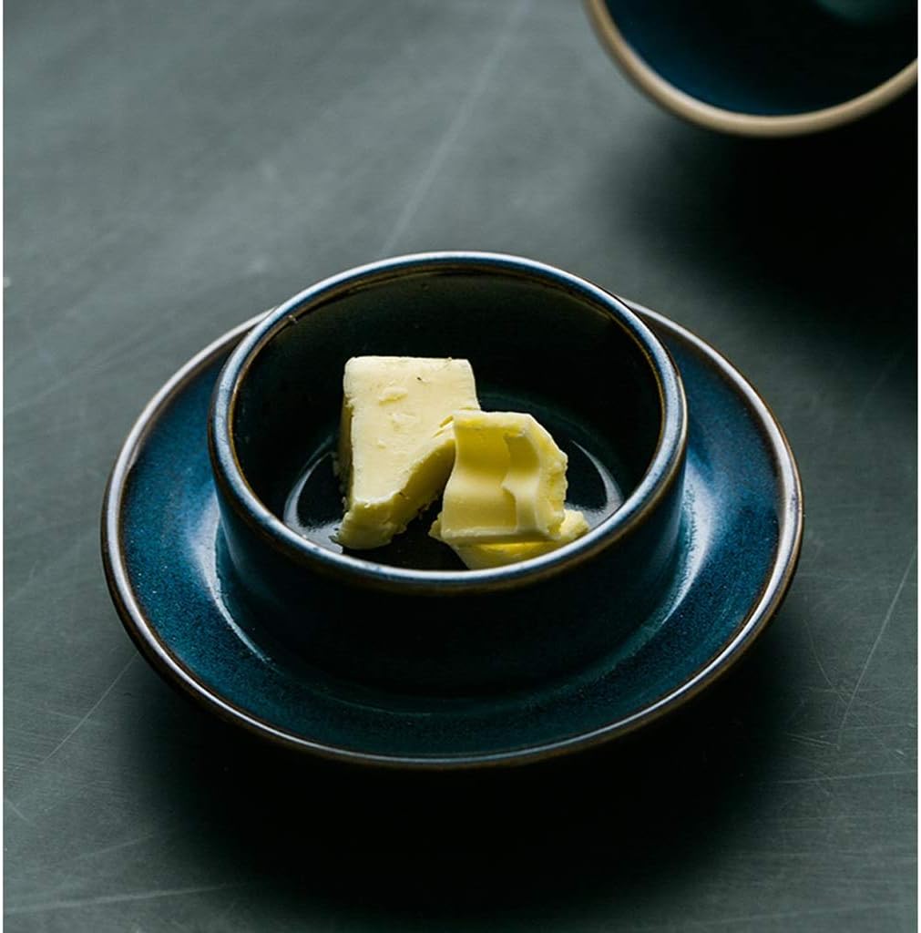 Butter Container Creative Small Sauce Dish with Lid Mini Single Portion Butter Dish Holder Seasoning Dish Ceramic Butter Box Snack Dish Pickle Dish Vinegar Dish for All Types of Butter