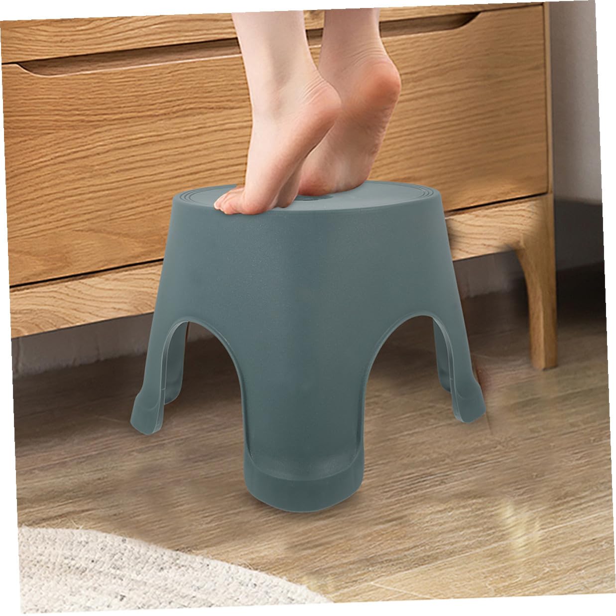 ERINGOGO Rutschfester Kunststoff Badhocker Großer Tritthocker für Badezimmer und Wohnzimmer Vielseitig Einsetzbar Sicherer Toilettenhocker mit Stabilem Leichtem Design in Laufgrün