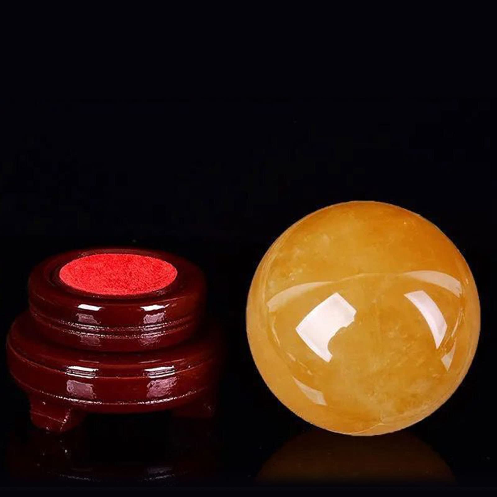 Natural Yellow Calcite Citrine Sfera di cristallo Sfera Sfera di quarzo Sfera di pietre preziose Scultura Figurine con supporto for ricchezza e successo,4.7 Collezioni di casa (Size : 4.7)