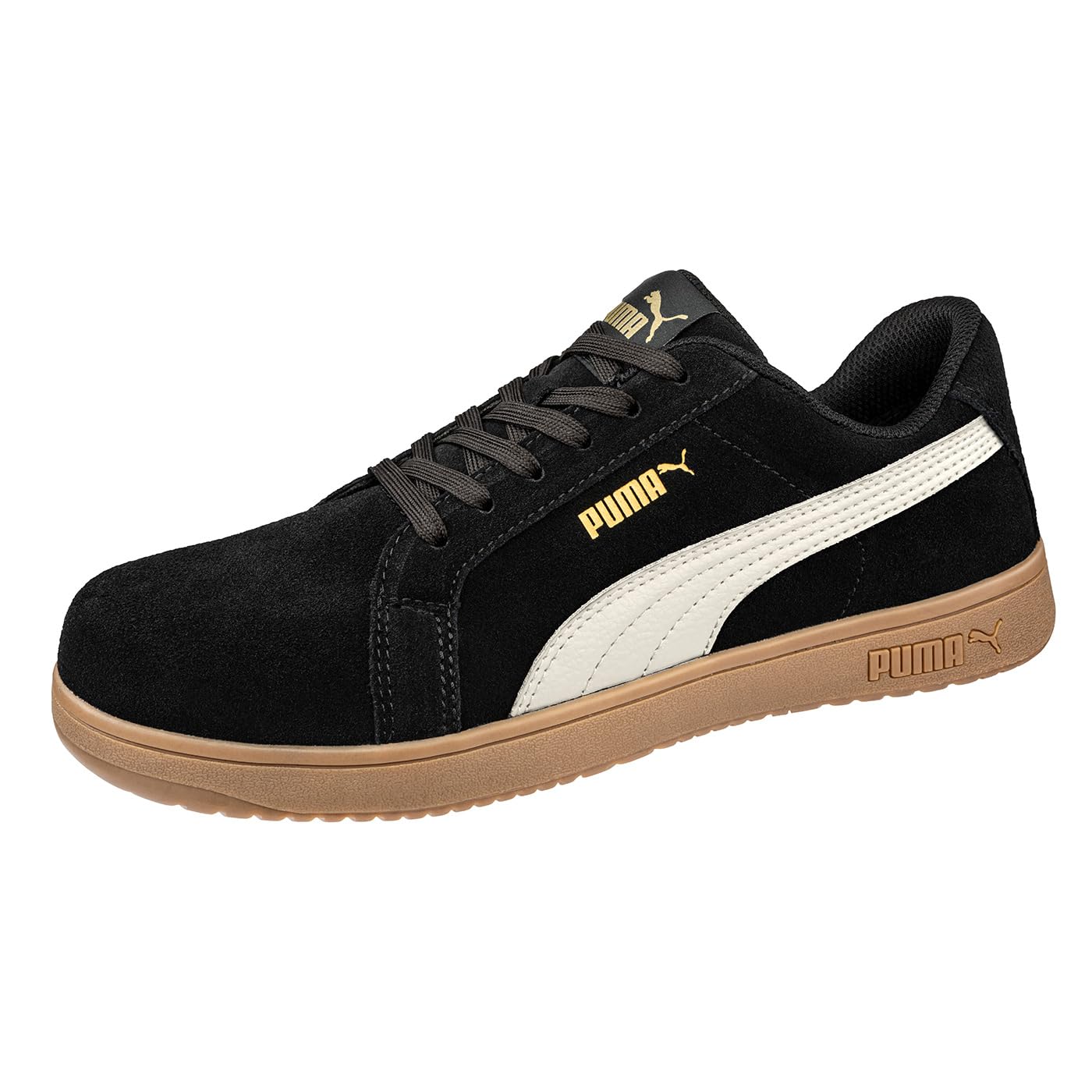 PUMA SAFETY ICONIC LOW S1PL ESD FO HRO SR Unisex Zapatos de seguridad antideslizantes sin metal Puntera de fibra de vidrio, negro blanco, 45 EU