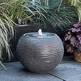 Lights4fun Beleuchteter LED Gartenbrunnen Kugel Brunnen strombetrieb 36cm Balkon Deko