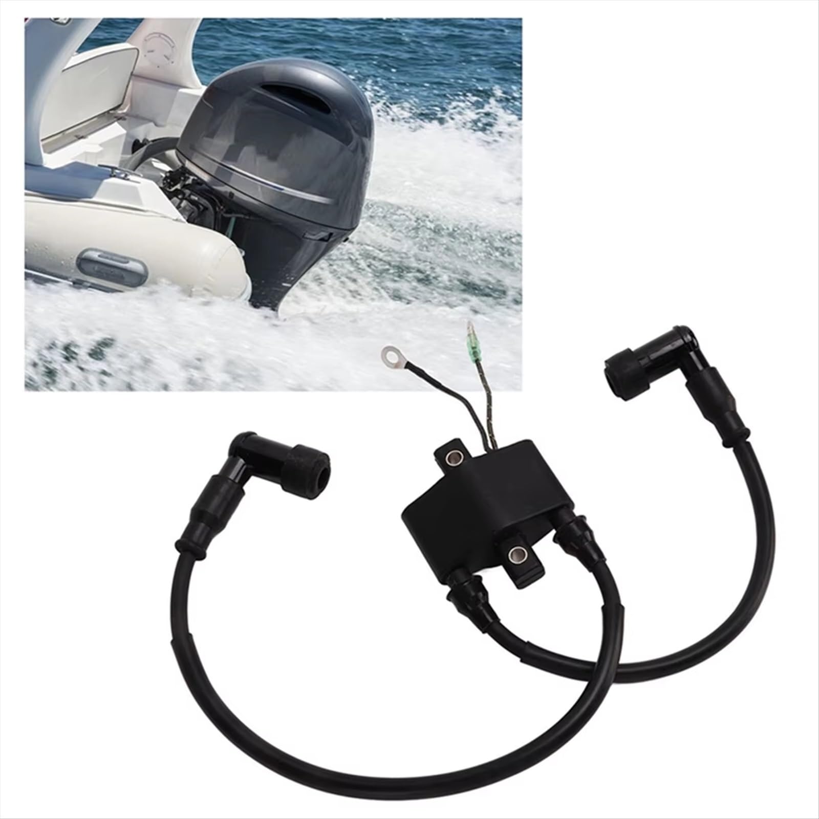 Bobine d'allumage 3A0-06048 pour Moteurs Hors-Bord Tohatsu et Mercury 25/30 CV, référence 3A0-06048-1, 160643, 8M0047311, avec Bougie.