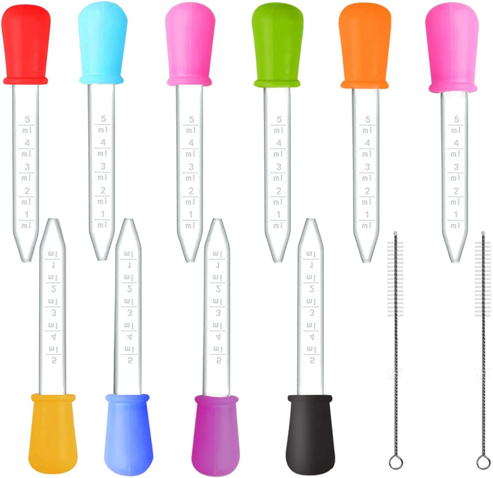 BEHAHAI 7PCS Silicone Pipettes Dropper, 5ML Liquid Droppers with