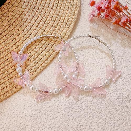 Gold Hoop Earrings for Women Rhinestone Butterfly Earrings Large Rhinestone Hoop Earring Butterfly Dress Trendy Birthday Christmas Gifts3