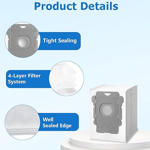 Miniatura 5 de Paquete de 14 bolsas de vacío de repuesto compatibles con iRobot Roomba i & s y j Series i7, i7+, i3, i3+, i1+, i4, i4+, i6, i6+, i8, i8+, j6, j6+,