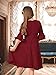 WIFFGO Girls Fall Winter Dresses Formal Fashion Belt Fit Knee High Modest Big Kids Midi Teen Dresses Outfits Burgundy