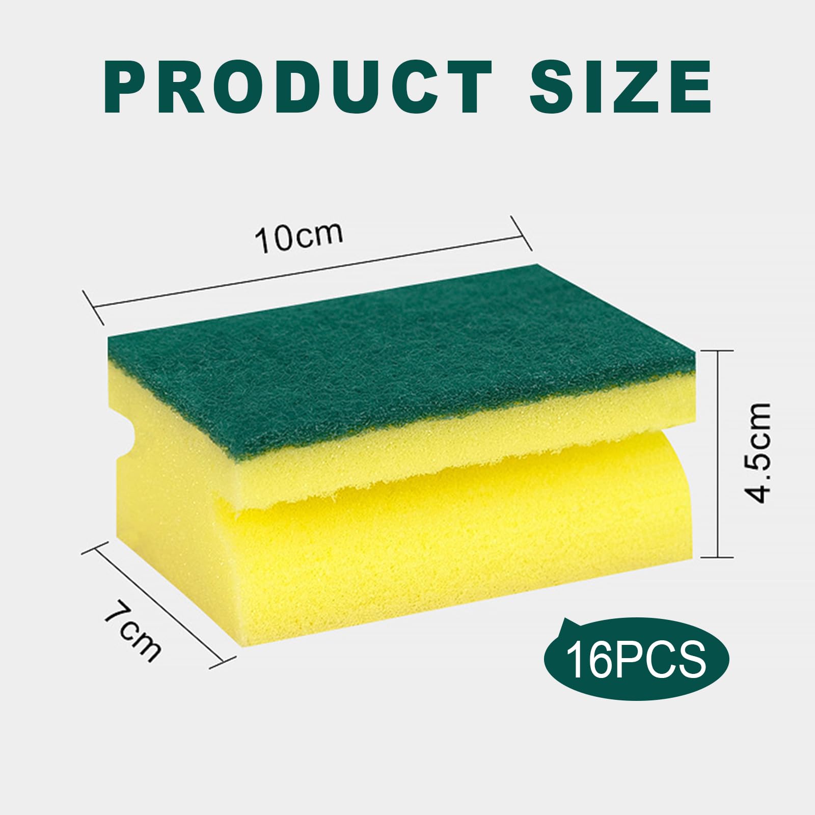 DAJING 16pk Heavy Duty Kitchen Sponges, Non-Scratch Design, Ergonomic Grip, Multi-Use, Durable, Absorbent - Image 2