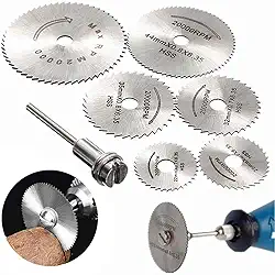 Kit Mini Disco de Corte Serra Circular Micro Retifica Furadeira Parafusadeira Profissional Universal Dremel 6 Peças 1 Haste Para Corte de Madeira Plástico e Alumínio