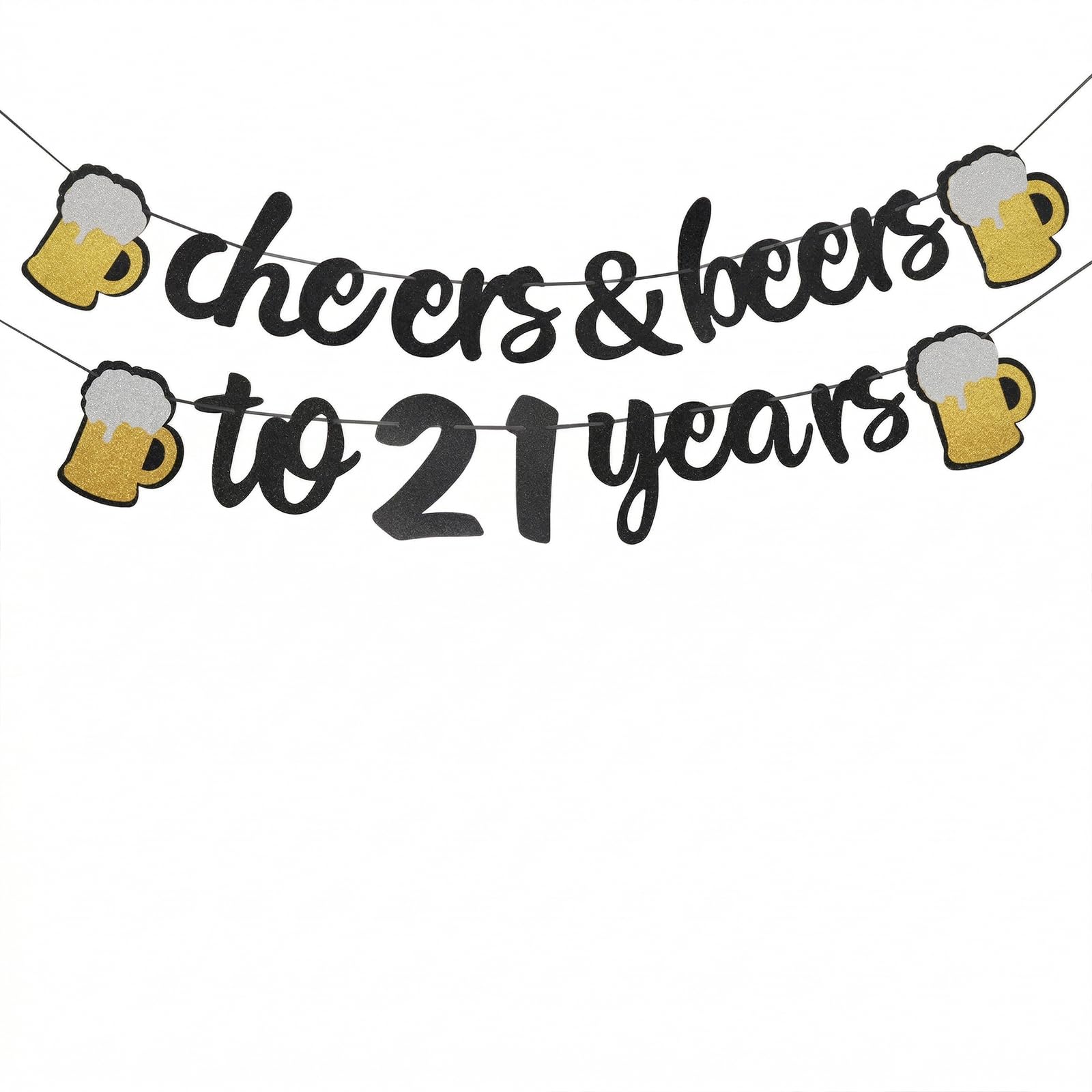 Happy 21st Birthday Banner –Funny 21st Birthday Party Decorations-Cheers&Beers Banner for Boys (Age 21)