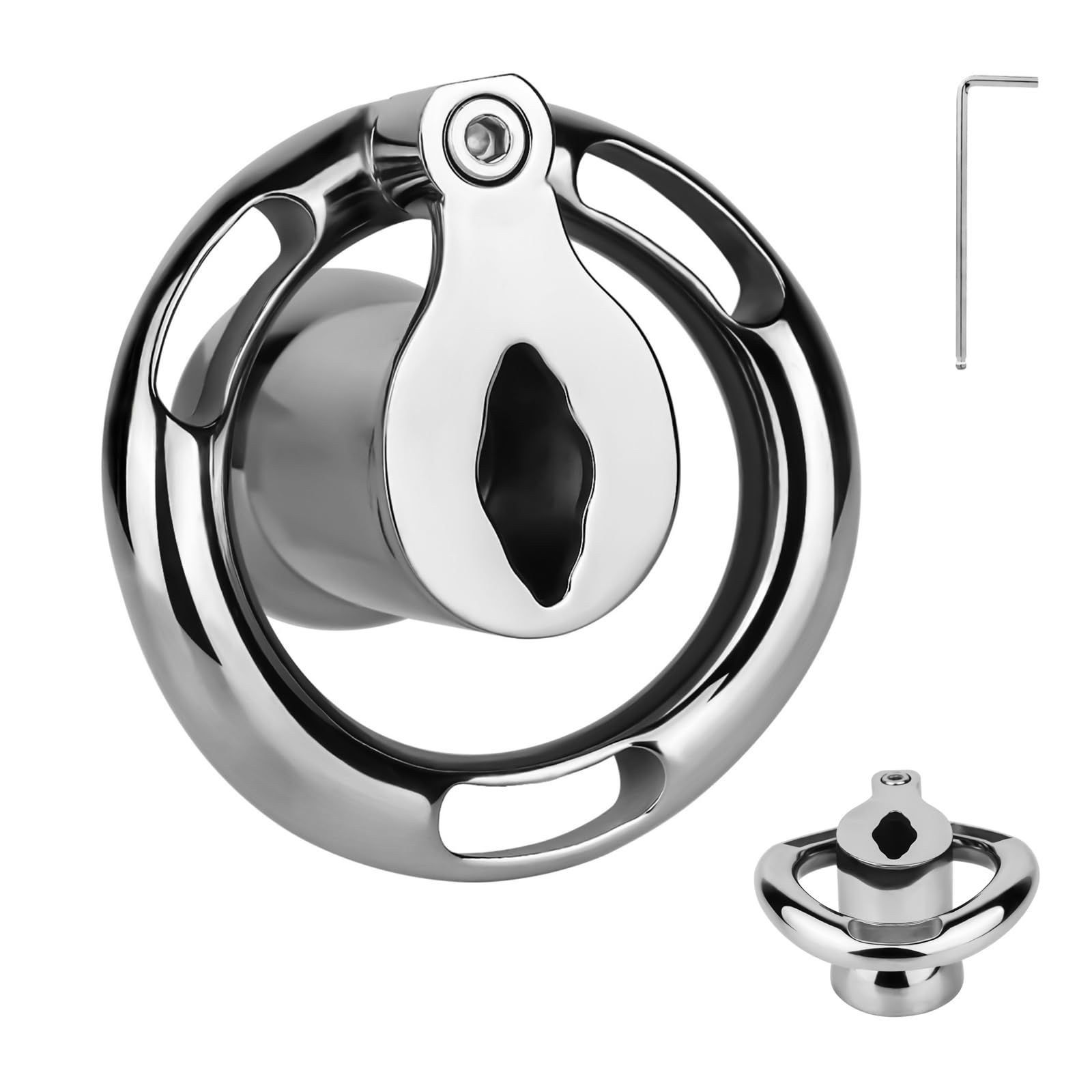 Cage de Chasteté Inversée pour Pénis Chastity Cage en Métal avec Verrou à Vis et Ceinture Sex Toys Homme Cage Chastetée Respirante en Acier Inoxydable pour Bondage le Pénis (A,50mm)