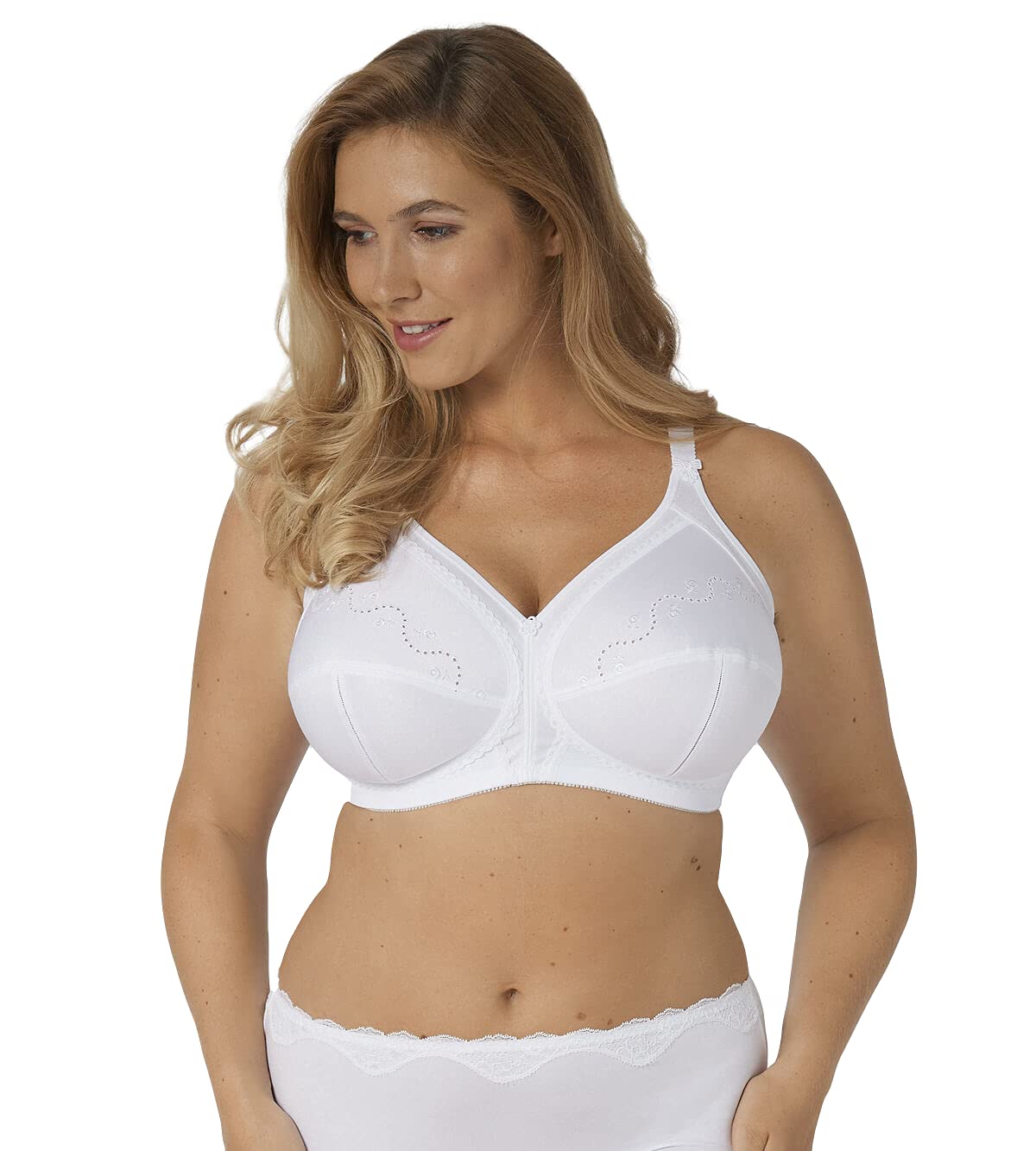 Triumph Women's White 003 Doreen + Cotton 01 N Wireless Bra Not Applicable, White (White 0003), 38D (Manufacturer Size: 85D)