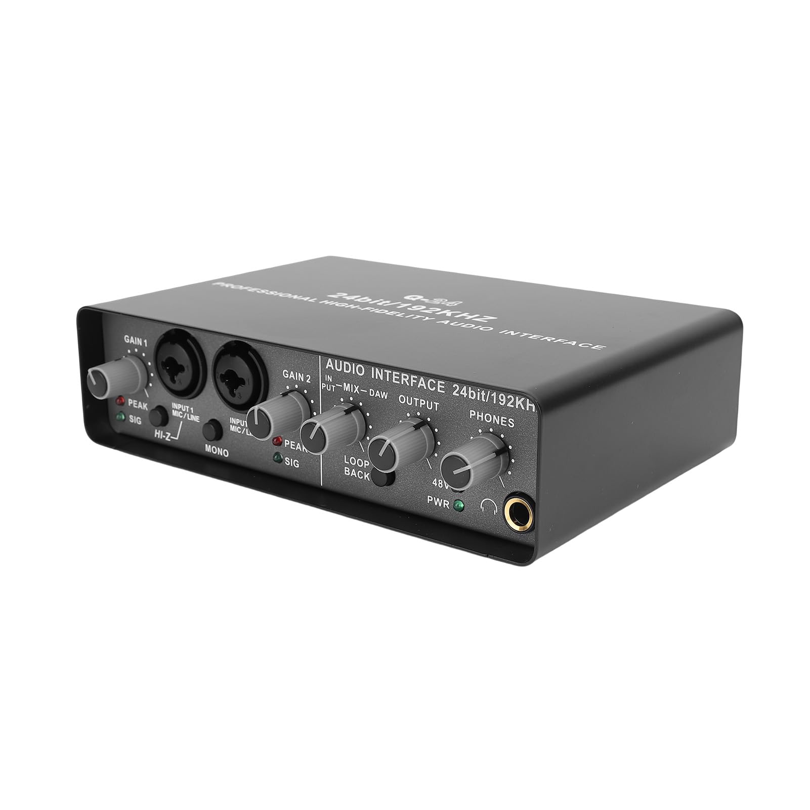 Luocute Interfaz de Audio USB, Tarjeta de Sonido XLR TRS Phantom Power de 2 Canales con 24 Bits 192 KHz, Interfaces de Audio de Grabación por Computadora para Grabar Streaming y